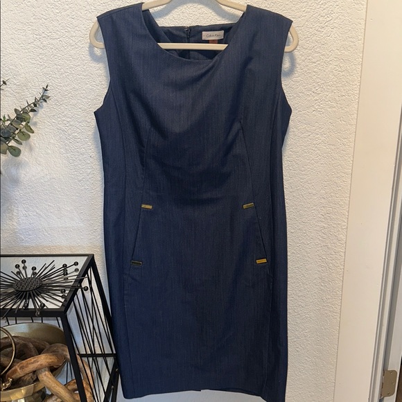 Calvin Klein Navy Dress with Gold Details - Picture 1 of 6